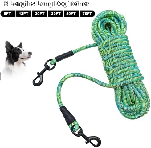 BTINESFUL 8/12/20/30/50/75ft Dog Tie Out Long Tether Rope Dog Lead for Yard - Image 6
