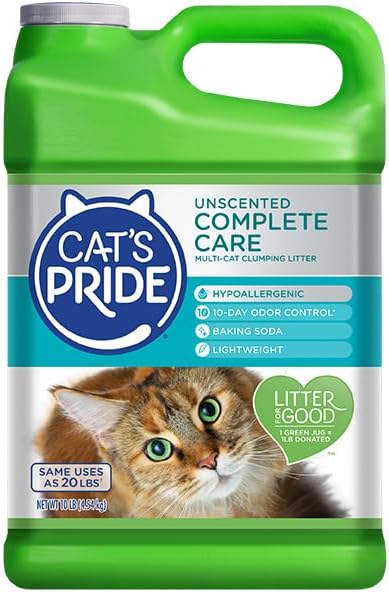 Cat's Pride Premium Lightweight Clumping Litter: Complete Care - Up to 10 Days of Powerful Odor Control - Hypoallergenic - Multi-Cat, Unscented, 10 Pounds