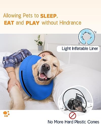 Supet Inflatable Dog Cone Collar for Large Medium Small Dogs, Soft Cone Collar for Dogs Cats, ECollar Doggie Neck Donut Dog Cone Alternative After Surgery - Image 3