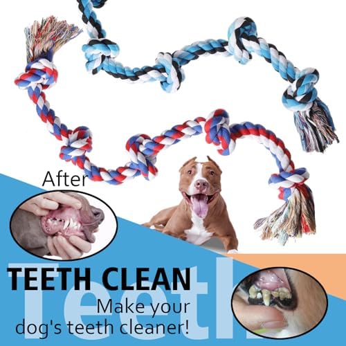 XIGOU Dog Rope Toys for Large Dogs Aggressive Chewers, Dog Chew Toys for Large Breed Indestructible, Heavy Duty Tough 3 Feet 5 Knots Dog Toy, Sturdy Rope toy for Dogs Tug of War Dog Toy Teeth Cleaning - Image 4