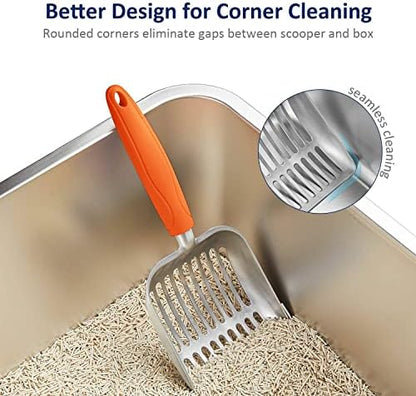 WePet Cat Litter Scoop, Aluminum Alloy Sifter, Kitty Metal Scooper, Deep Shovel, Long Handle, Poop Sifting, Kitten Pooper Lifter, Durable, Heavy Duty, for Litter Box - Image 5
