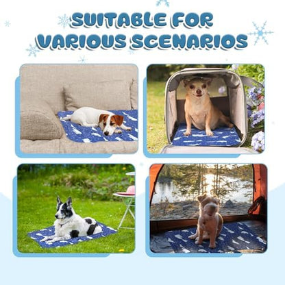 Nuanchu Pet Cooling Mat, Royal Blue Bear, 11.81 x 19.69 Inches, 1 Pcs - Image 5