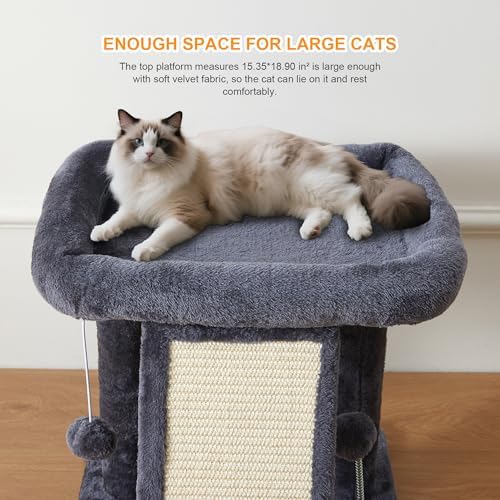 17.1-inch Small Cat Tree Tower with Scratching Post for Indoor Cats,Grey - Image 5
