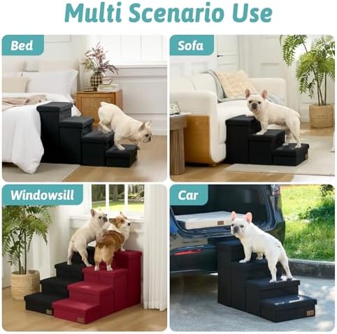 COZY KISS Dog Stairs with Storage, 22" H Wider Dog Steps, 4-Step - Image 6