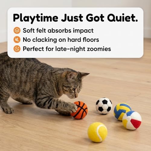 Glaciart One Catnip Sports Wool Balls for Cats, 5 Pack Toys - Image 2
