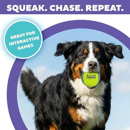 Outward Hound FlyFetch Squeak Ball Dog Toy, Extra‑Loud Squeaker, Durable Foam Core, Floats in Water, All Breeds, 4" - Image 2