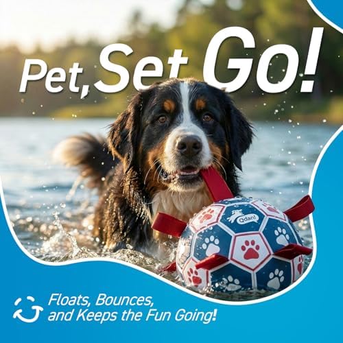 QDAN Large Outdoor Dog Toy, Soccer Ball with Straps, Durable Giant Dog Ball - Image 4