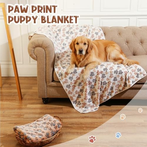 Tatuo 4 Pack Fleece Dog Blanket for Pet,Mixed Color,72 x 72 Inch,Paw - Image 2