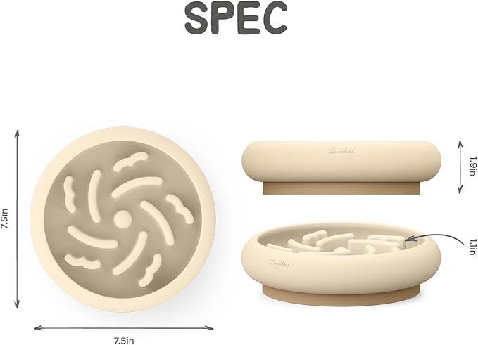 Slow Feeder Dog Bowls Made of Premium Food-Grade Silicone, Anti-Choking & Slow Eating for Improved Digestion, Non-Slip, Soft & Durable (Ivory, Standard)