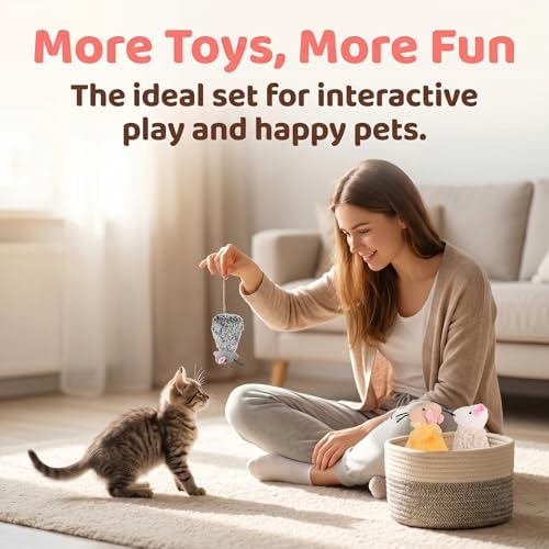 Veemoon 3 Pcs Refillable Catnip Toys for Cats, 3.54 Inches Catnip Toy Mouse, Indoor Kitten Plush Interactive Teething Chew Kicker Hunting Boredom Relief Pet Accessories - Image 4