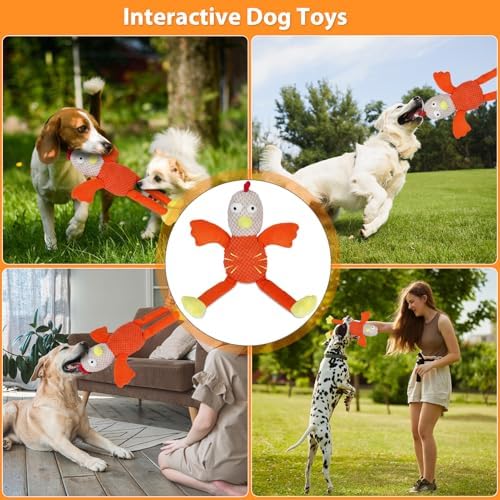 Drmstow Squeaky Large Dog Toys with Crinkle Paper, Interactive Puppy Toys, Tough Dog Pull Toy, Tug of War Dog Chew Toys for Small, Medium, Large Dogs - Image 6
