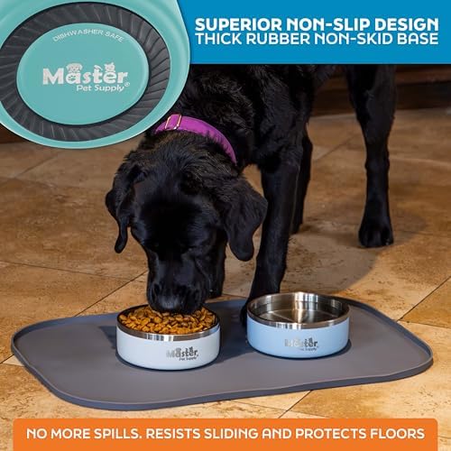 Master Pet Supply Stainless Steel Dog Bowls 25 oz Heavy Duty Aqua Sky - Image 5
