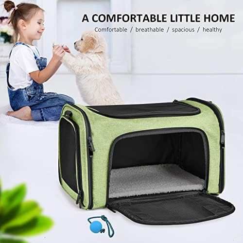 Henkelion Pet Carrier for Small Medium Cats Dogs Puppies up to 15 Lbs, Airline Approved Small Dog Carrier Soft Sided, Collapsible Travel Puppy Carrier - Green - Image 7