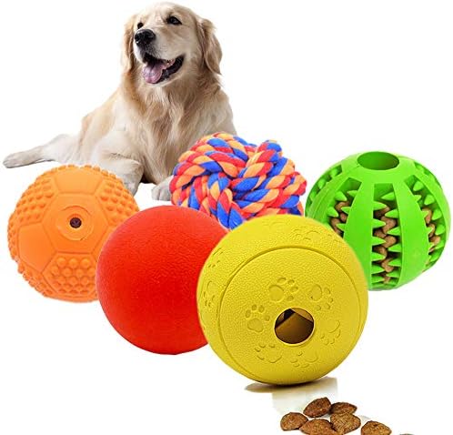 Volacopets 5 Different Functions Interactive Dog Toys, Puzzle Toys, Dog Balls for Medium Large Dogs, Dog Squeaky Balls, Food Treat Dispensing Toys by Volacopets