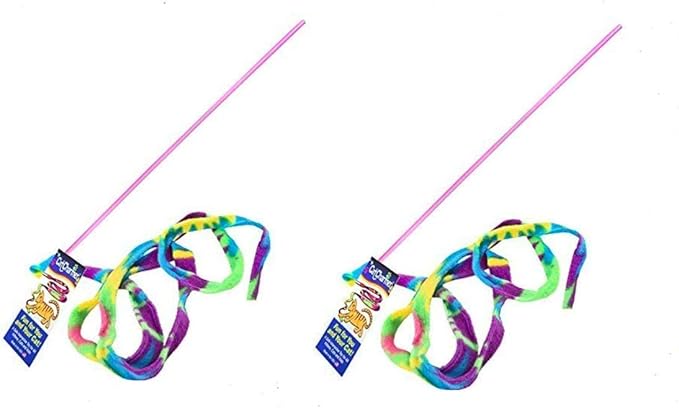 Cat Dancer Cat Toy Cat Charmer Safe Wand Teaser Colorful Fabric Ribbon Safe Flexible Exercise Toy 2 Pack