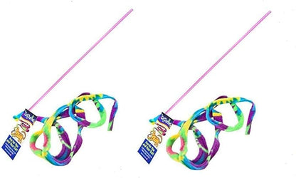 Cat Dancer Cat Toy Cat Charmer Safe Wand Teaser Colorful Fabric Ribbon Safe Flexible Exercise Toy 2 Pack