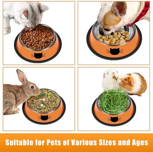 Serentive 2 Pcs Non-Slip Stainless Steel Small Cat Food Bowls - Unbreakable, Thicken 7 Oz Cat Dishes - Indoor, Removable Rubber Base, Easily Clean, Lovely Color - Image 5