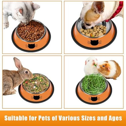 Serentive 2 Pcs Non-Slip Stainless Steel Small Cat Food Bowls - Unbreakable, Thicken 7 Oz Cat Dishes - Indoor, Removable Rubber Base, Easily Clean, Lovely Color - Image 5