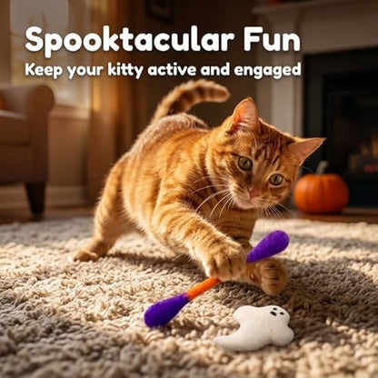 Glaciart One Halloween Cat Toys with Catnip – 7 Pack Felt Swab Cat Toys + Ghost Toy, Interactive Wool Cat Toys for Indoor Cats & Kittens, Handmade Natural Catnip Toys for Chase, Chew & Play - Image 5