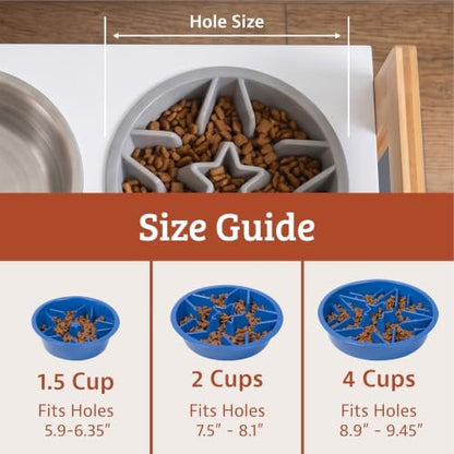 Leash Boss Slow Feeder Dog Bowls (1.5 Cup) Puzzle Dog Food Bowl with Feeder Holes, Fits into Elevated Pet Feeders, Slow Eating for Large, Medium & Small Sized Breeds - Gray - Image 6