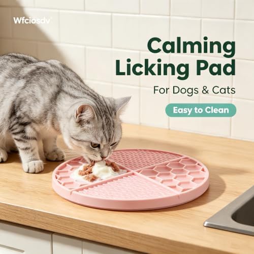 61-Suction Lick Mat for Dogs Cats, Pink 7.87" BPA-Free Silicone - Image 3