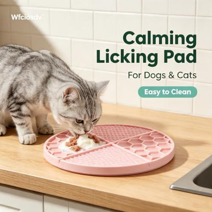 61-Suction Lick Mat for Dogs Cats, Pink 7.87" BPA-Free Silicone - Image 3