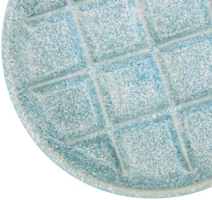 Ceramic Slow Feeder Cat Bowls 6 Inch Shallow Whisker Friendly Cat Food Bowls Grid Cat Dishes Pet Plate for Cat and Puppy, Dishwasher Safe (Blue) - Image 4