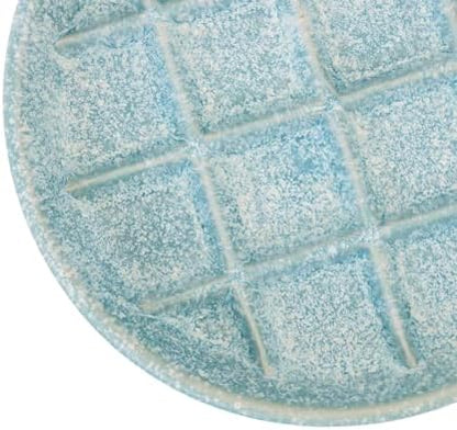 Ceramic Slow Feeder Cat Bowls 6 Inch Shallow Whisker Friendly Cat Food Bowls Grid Cat Dishes Pet Plate for Cat and Puppy, Dishwasher Safe (Blue) - Image 4