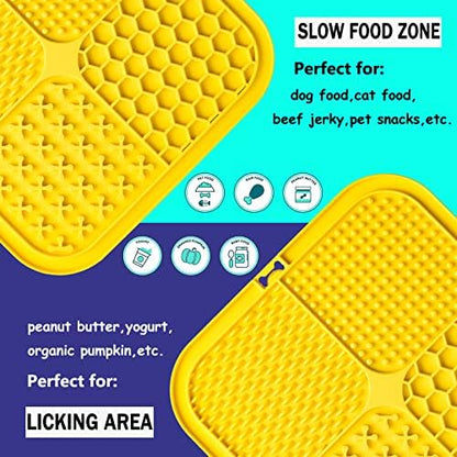 Lick Mat for Dogs, Large Dog Lick Mat with Suction Cups for Anxiety, Peanut Butter Dog Licking Mat Slow Feeder Dispensing Treater Lick Pad for Dogs Cats Grooming Bathing and Training(Yellow) - Image 2