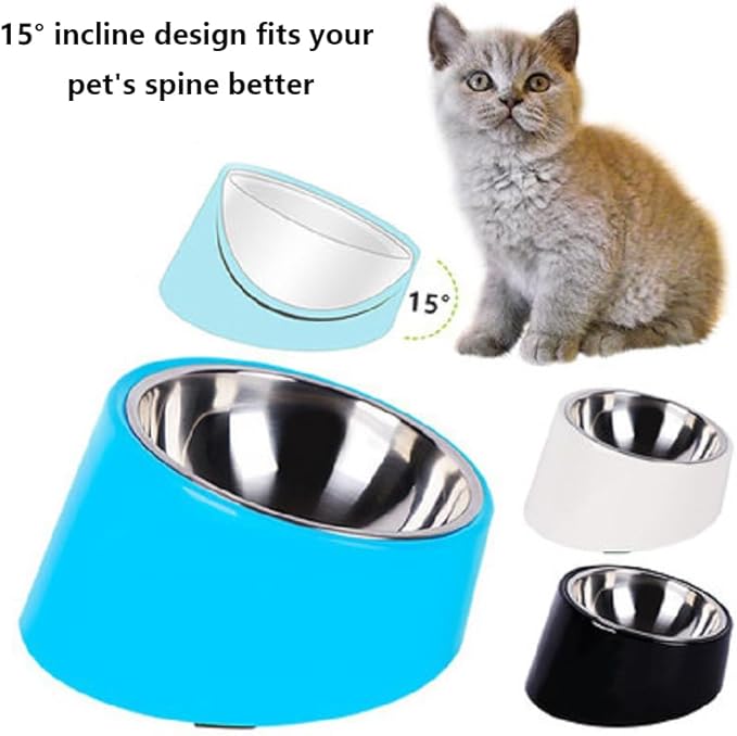 Slow Water Bowl for Dogs - Large Size Blue, 15 Degree Tilted Raised Pet Food Dish, Anti-Gulping Slow Feeder Water Bowl for Dogs