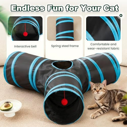 Love's cabin Cat Tunnel for Indoor Cats, 3-Way Collapsible Play Tunnel - Image 4