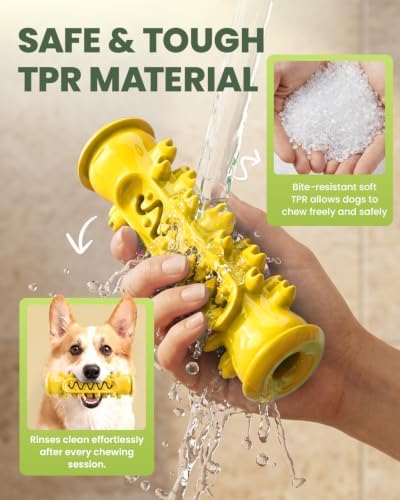 Dog Chew Toys for Medium Large Dogs, Yellow TPR Dental Toy with Rope - Image 5