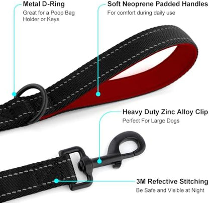 Heavy Duty Double Handle Dog Leash 6 ft Long for Total Control, Padded 2 Handle, Reflective Training Lead for Medium Large Dogs (Black, 6 FT) - Image 5