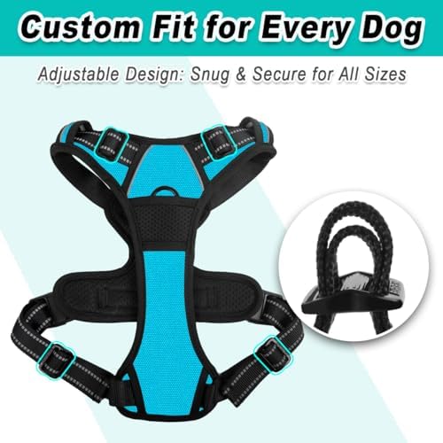 BARKBAY Dog Harness No-Pull Pet Harness Adjustable Outdoor Pet Vest 3M Reflective Oxford Material Vest for Dogs Easy Control for Small Medium Large blue Dogs (M) - Image 6
