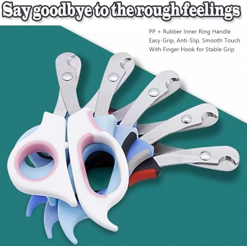 Pet Nail Clippers for Small Animals, Stainless Steel Cat Nail Trimmers with Non-Slip Handle, Safe & Sharp Claw Cutter for Puppies, Cats, Rabbits and Ferrets - Image 3
