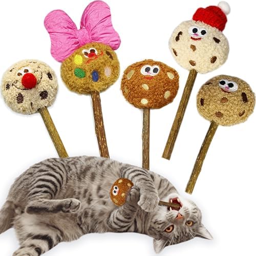 Silvervine Sticks for Cats (5-Pcs), Catnip Lollipop Cat Toy for Indoor Cats, Natural Cat Chew Toys for Kitten Teething and Teeth Cleaning by ALTABOMBA