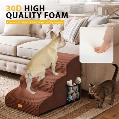 Dog Stairs for Small Dogs, 3-Step Non-Slip Foam Pet Steps for Couch Bed - Image 6