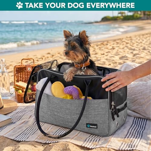 PetAmi Small Dog Purse Carrier with Pockets, Airline Approved, Grey - Image 7