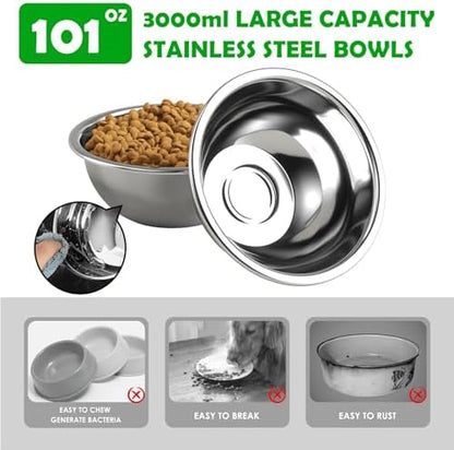 SHAINFUN Elevated Dog Bowls Stand for Large/Extra Large Dogs with Mat, 6 Height Adjustable Raised Dog Bowl, Three 101oz Food Water Bowls - Image 6