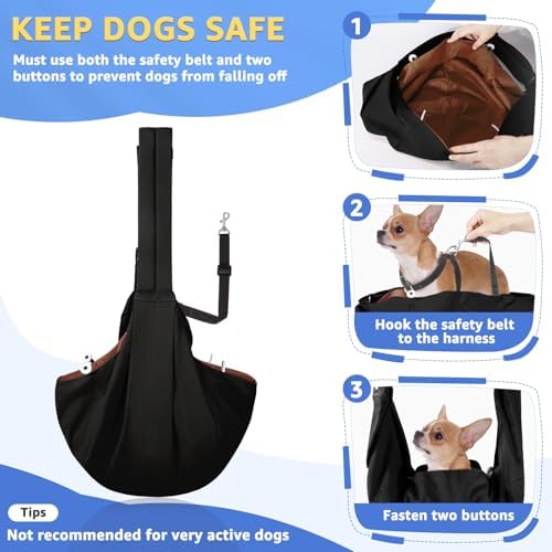 SlowTon Dog Carrier Sling - Thick Padded Shoulder Strap Adjustable, Black L - Image 4