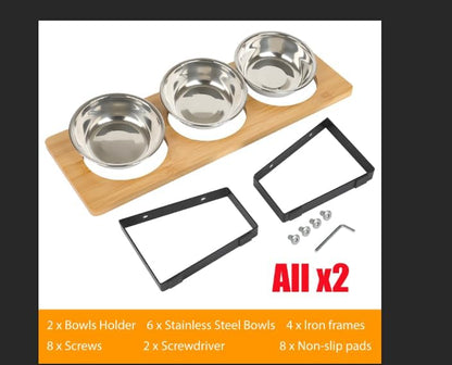 2 Set Elevated Cat Food Water Bowls, 6 Stainless Steel Bowls, 15° Tilted Raised Cat Bowl Set, for Indoor Cats for Small Cats and Puppies Pet Bowls with Stand - Image 3
