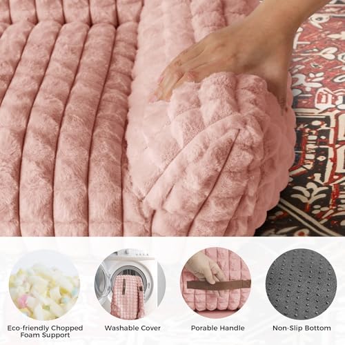 Cat Couch Bed with Fluffy Faux Rabbit Fur for Indoor Cats, 24 Inch - Image 5