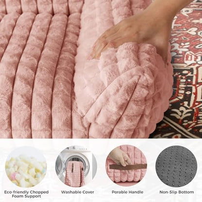 Cat Couch Bed with Fluffy Faux Rabbit Fur for Indoor Cats, 24 Inch - Image 5