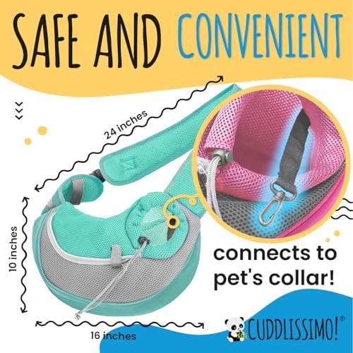 Cuddlissimo Small Dog Sling Carrier, Pet Cat Sling, Puppy Pouch - Lagoon-L - Image 6