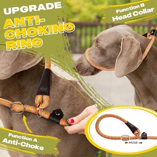 Fida Durable Slip Lead Dog Leash, 6 FT x 1/2" Dog Training Leash, Orange - Image 3
