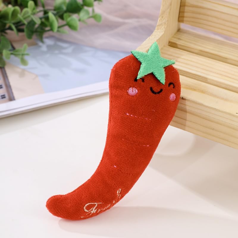 Red Cat Catnip Toys Cat Mint Toys Dog Kitten Chew Toy Funny Indoor Farm Theme Vegetable Shaped Cute Teeth Bite Toys Pet Supplies(Chili)，Toys，Catnip Toys - Image 6