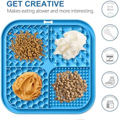 Licking Mat for Dogs & Cats with Suction Cups, 1 Pack Square Silicone Dog Slow Feeder Lick Pat for Anxiety Relief, Dog Toys to Keep Them Busy, Pets Bathing Training Grooming Mat 7.8 * 7.8 inches - Image 3