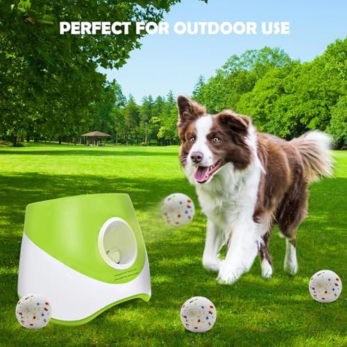 Automatic Dog Ball Launcher for Small to Medium Dogs, 2.2 Inch ETPU Dog Ball Thrower, 3 Distance Adjustable 19-39 Ft Interactive Dog Toy, Mental Stimulating Puppy Toy with 4 ETPU Balls (Light Green) - Image 7