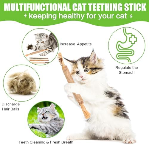 FOIMAS Silvervine Sticks Cat Toys,10pcs Cat Chew Stick Catnip Chew Toy Interactive Cat Toy for Cat Kitten Teeth Cleaning Treat Toys Indoor Outdoor - Image 3