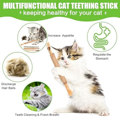 FOIMAS Silvervine Sticks Cat Toys,10pcs Cat Chew Stick Catnip Chew Toy Interactive Cat Toy for Cat Kitten Teeth Cleaning Treat Toys Indoor Outdoor - Image 3